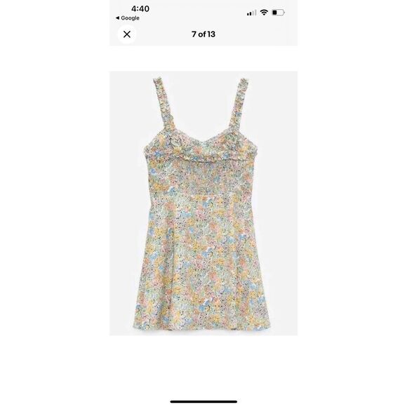 ✨Zara Ruffle Neckline Floral Smocked Back Mini Sz XL Dress✨ - Picture 5 of 11